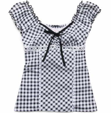 Women Square Neck Lace Trim T Shirt